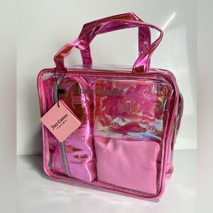 Juicy Couture 4 Piece Travel Cosmetic Bags Toiletry Bottle NWT Pink